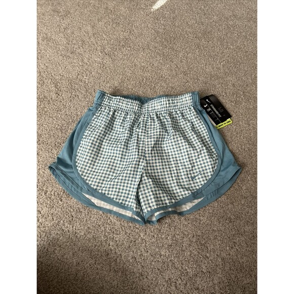Nike Dri Fit Tempo‎ Running Shorts Gingham Blue Lined DH3067-424 Womens Size XS - Picture 1 of 8